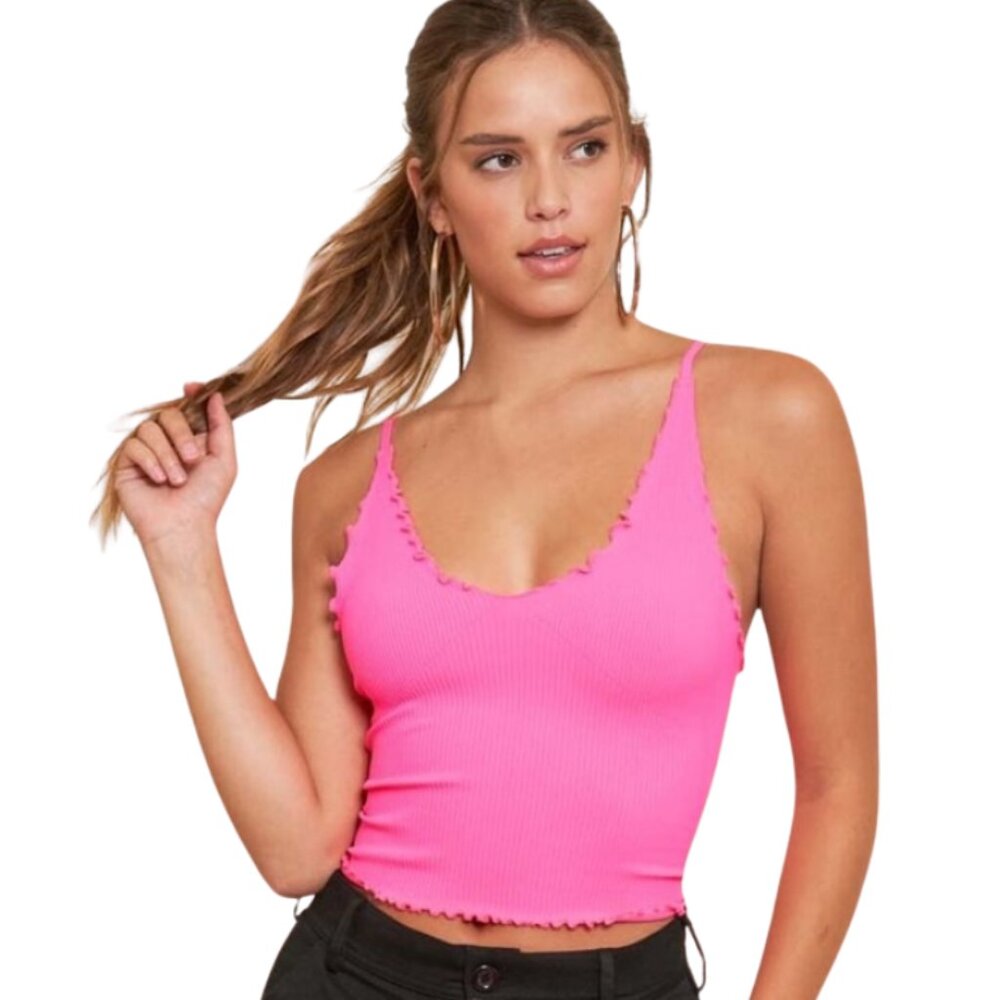 ✨5/$25✨Pink Ribbed Crop Tank Top